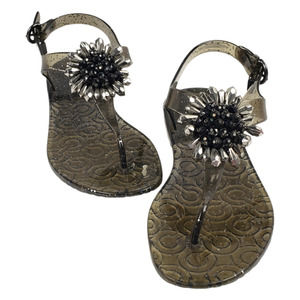 COACH Women's Hilda Smoke Glitter Jelly Beaded Thong Sandal Shoes Size 8